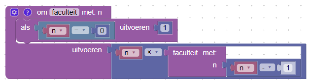 Recursieve functie om de faculteit van een getal te berekenen