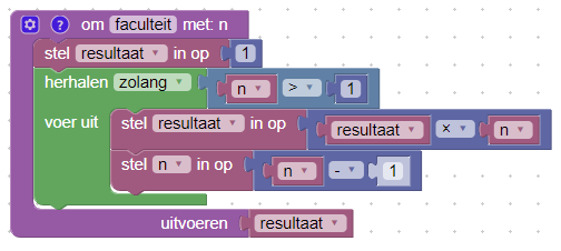 Functie om de faculteit van een getal te berekenen.