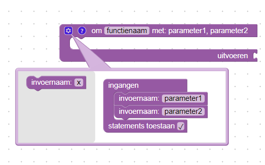 Functie blok met een terugkeerwaarde en twee parameters
